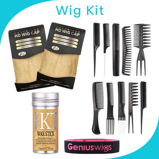 GeniusWigs Wig Kit | Only $24.9 | Wig Tools Hairstyling Tools | 10pcs Comb, Hair Wax, HD Wig Cap, Melting Band