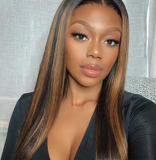 [24hr Free SHIPPING] 4-27 Highlight Wig | 13x4 Transparent Lace Straight Wig Medium Cap |Flash Sale