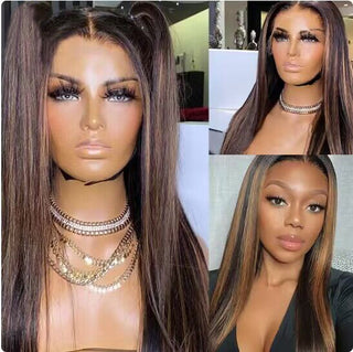 24" Only $99 | 13x4" 150% 4/27 Highlight Straight Brown Transparent Lace Wig