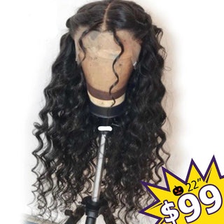 22" Only $99 | 13x6" 150% Deep Wave Brown Transparent Lace Wig