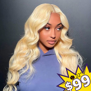 22" Only $99 | T-Part 200% 613 Blonde Body Wave Transparent Lace Wig