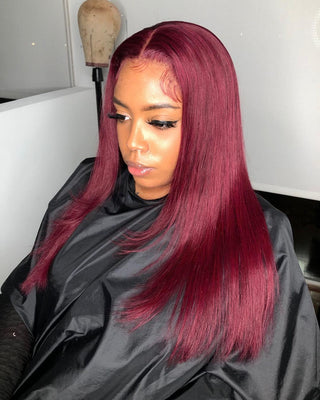 Beginner Friendly | T-Part  99J 200% Straight Brown Transparent Lace Wig