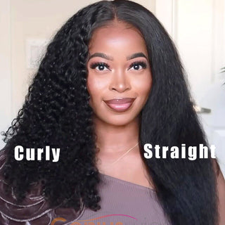 Wear&Go | Wet & Wavy | Invisible 2 in1 Straight to Curly 5X5 Glueless Human Hair Wig [GWC12]