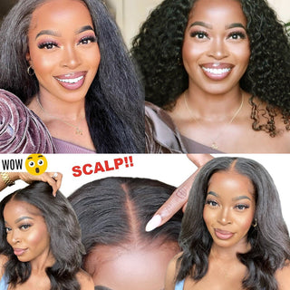 [24hr Free SHIPPING] 13x6.5" Wet & Wavy | 2 in1 Straight to Curly 150% Human Hair Wig | Pre Pluck Pre Bleach