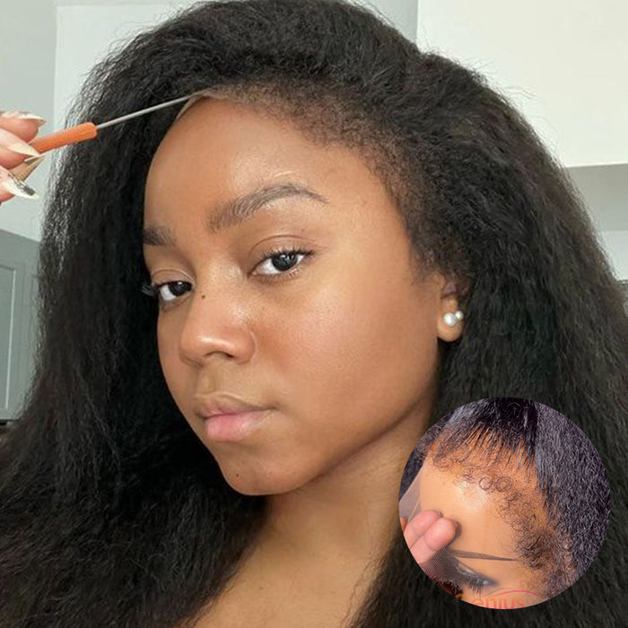 Kinky Edges Kinky Straight Pre Plucked 13x6 Crystal Lace Front Human