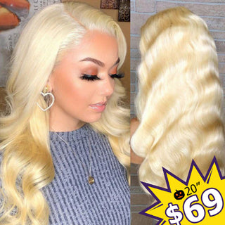 20" Only $69 | T-Part Lace 150% 613 Blonde Body Wave Transparent Lace Wig