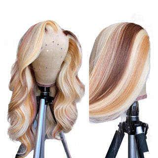 613 Mix Highlight  Wig | 13x4" Body Wave 100% Human Hair Transparent Lace Wig [GWN39]