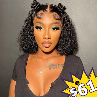Only $61 | 13x6" 180% Curly Bob Brown Transparent Lace Wig