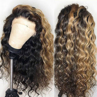 Highlight Curly Human Virgin Hair 13x6 Deep Parting Wig [GWN11]
