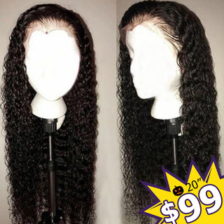 22" Only $99 | 13x6" 150% Deep Curly Brown Transparent Lace Wig