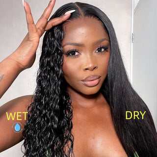 Straight to Curly | 13x6.5 Wet&Wavy Crystal HD Half Full Lace Wig | 2 in 1 Wig [GWM12]