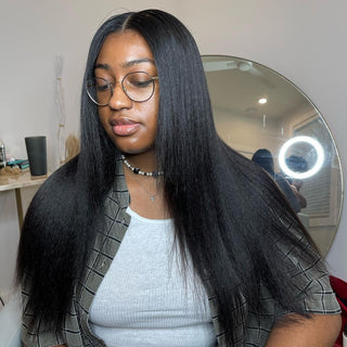 Kinky Straight | 5x5 Glueless Crystal HD Lace Wigs Preplucked | Wear&Go [GWC07]