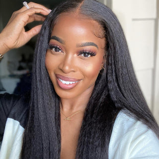 Kinky Straight | 13x6.5 Crystal HD Half Full Lace Wig [GWM09]