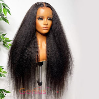 Kinky Straight | 13x6 3D Fitted Gluless HD Crystal Lace Human Hair Wigs [GWL09]