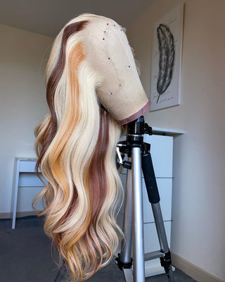 613 Mix Highlight  Wig | 13x4" Body Wave 100% Human Hair Transparent Lace Wig [GWN39]