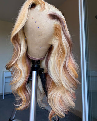 613 Mix Highlight  Wig | 13x4" Body Wave 100% Human Hair Transparent Lace Wig [GWN39]