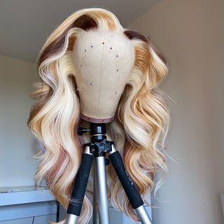 613 Mix Highlight  Wig | 13x4" Body Wave 100% Human Hair Transparent Lace Wig [GWN39]